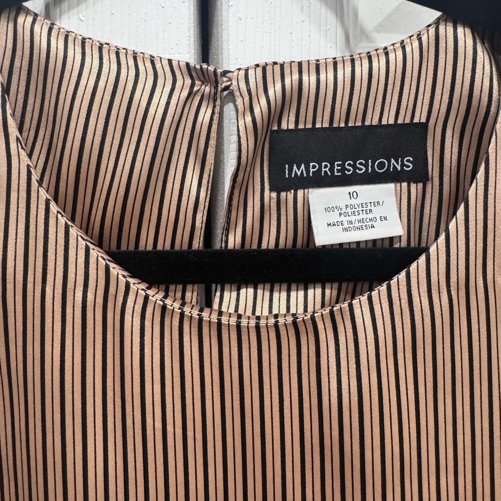Impressions Black and Tan Striped Top